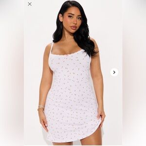 Floral Print White Sleep Dress